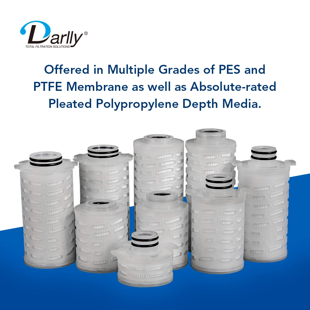 Darlly New Pleated Depth Filter Cartridges Minifil-Junior Pes/PTFE Membrane Pleated Cartridges for Vent Air Filtration