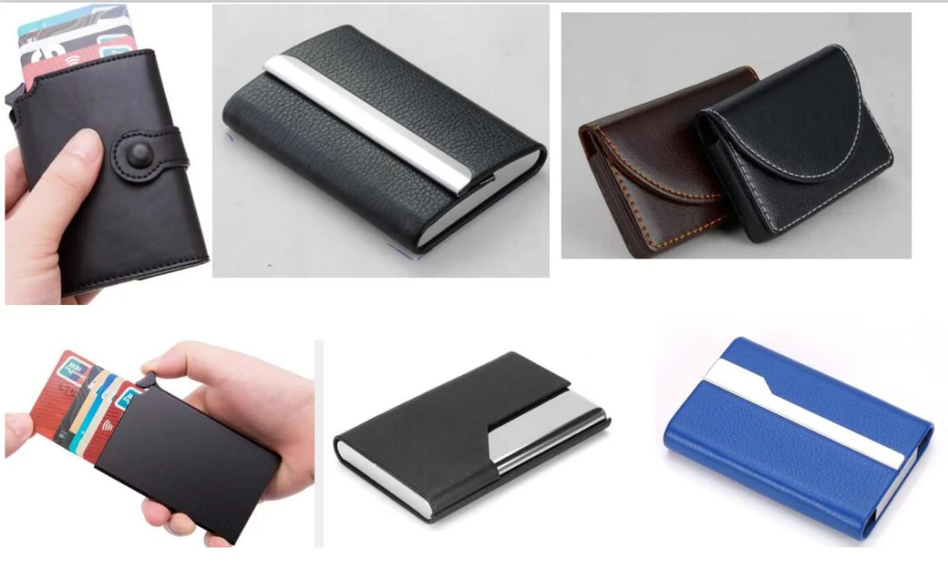 Factory Custom Logo Business Fashion Metal Stainless Steel Leather Color Blank PU Business Card Holder